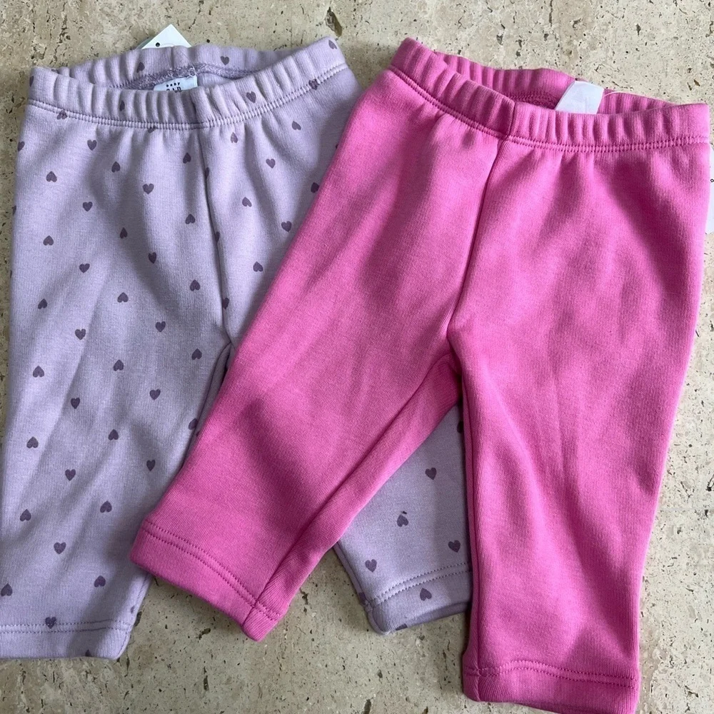 GAP 2 Pairs Baby Girls' Cozy Leggings Bottoms 3-6 Month Wild Orchid and Lavender